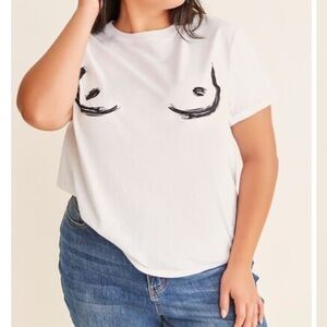 Forever 21 plus size 0X breast graphic knit t-shirt short sleeve crew neck boobs